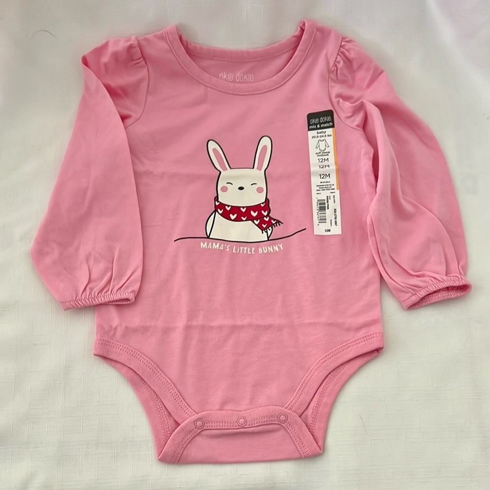 New / Pink With White Bunny Bodysuit (Onesie)